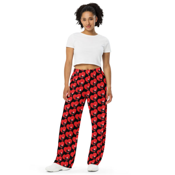 Black Unisex Wide-leg Logo Pants - Image 2