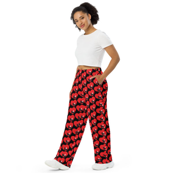 Black Unisex Wide-leg Logo Pants