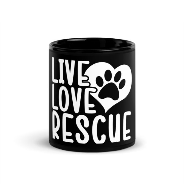 Live Love Rescue Black Mug - Image 2